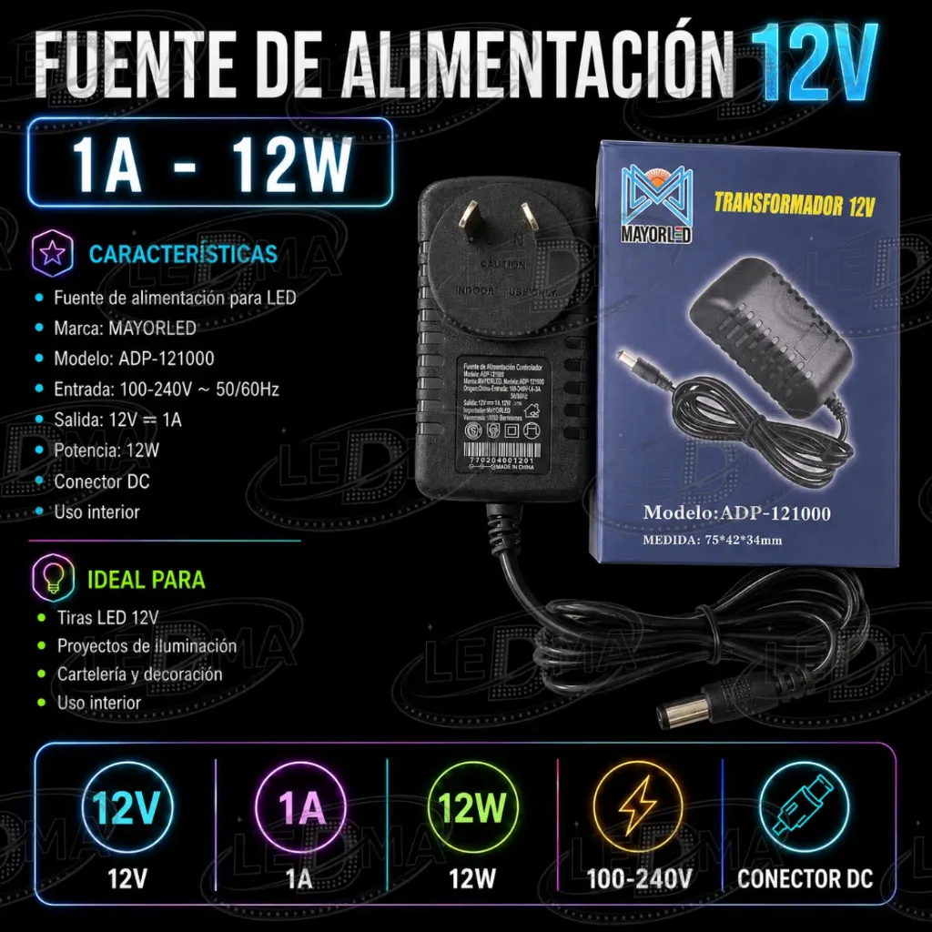 [ADP-121000] Fuente estándar DC 12V 1A