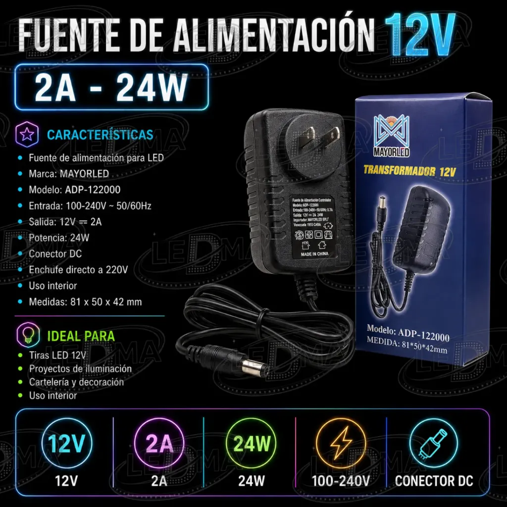 [ADP-122000] Fuente estándar DC 12V 2A