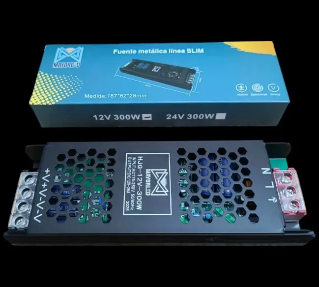 [HJG-12V-300W 25A] Fuente Metalica SLIM 12V 300W 25A