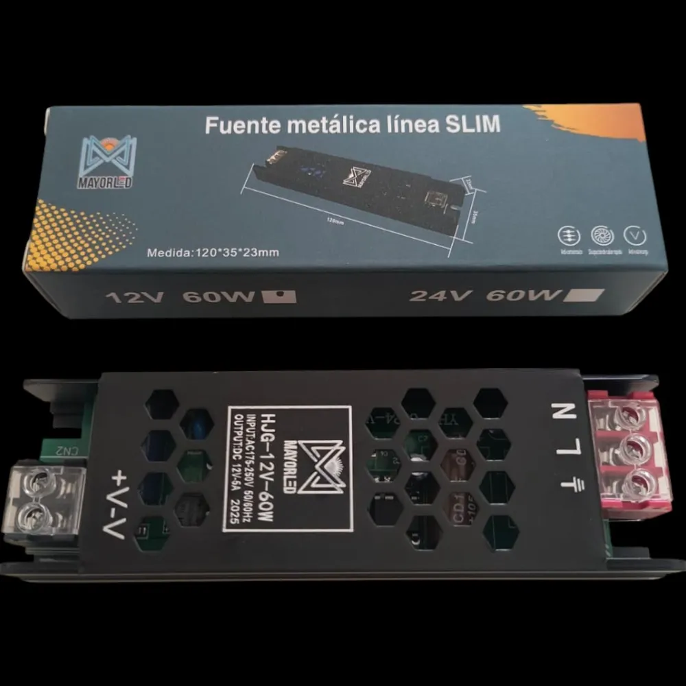 [HJG-12V-60W 5A] Fuente Metalica SLIM 12V 60W 5A