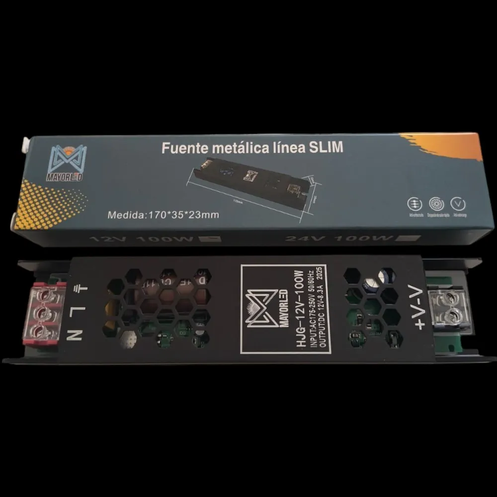 [HJG-12V-100W 8.3A] Fuente Metalica SLIM 12V 100W 8.3A