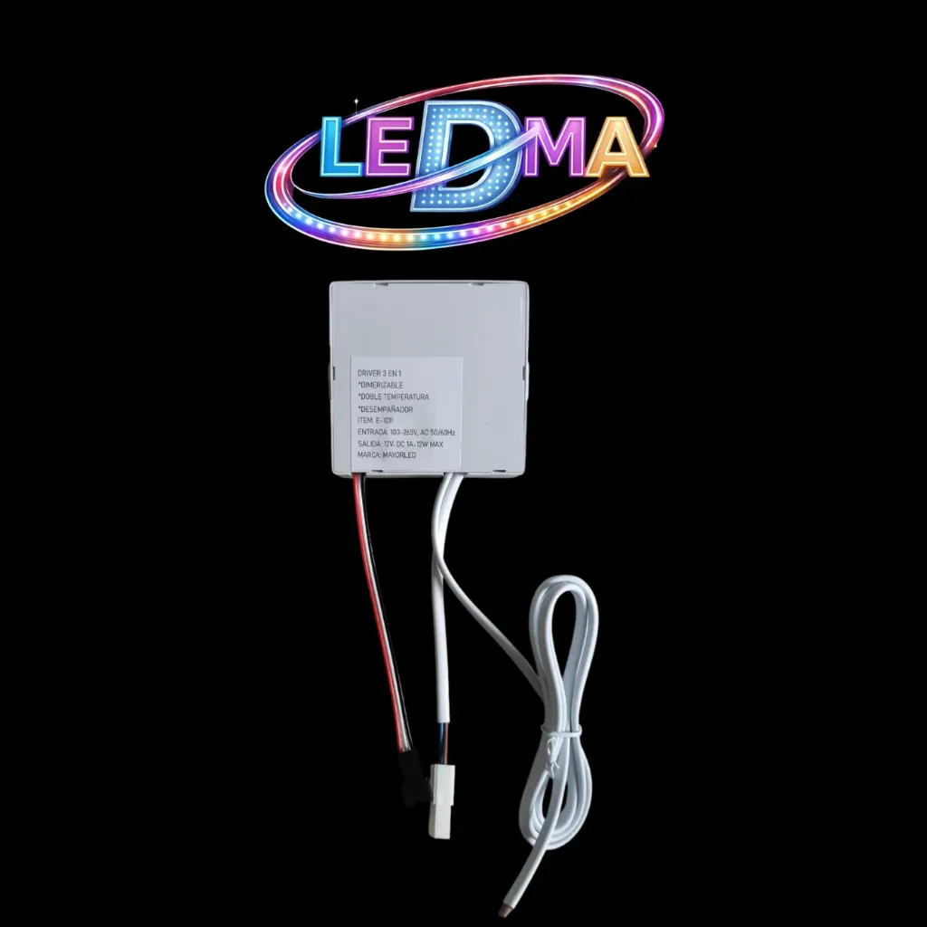 [E-1010] Driver 2 en 1 Touch - Color Fijo Dimerizable + Fuente integrada 220v entrada / 12V salida